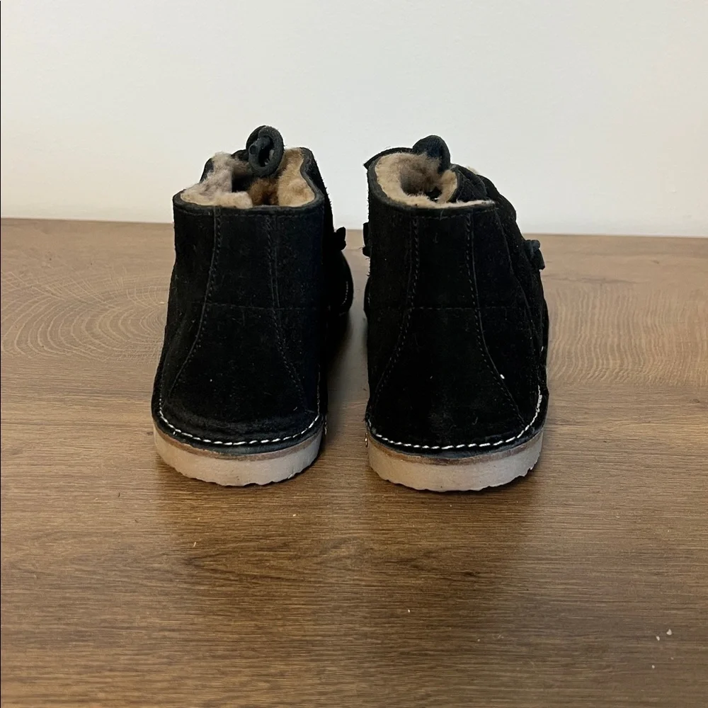 Free People BEEK Penguin Shearling-Lined Booties Ankle Boots Black Suede US 7
